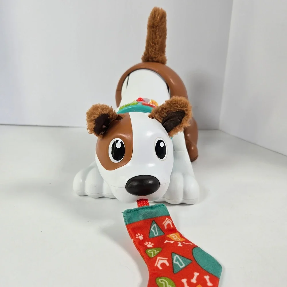 Fisher-Price 123 Crawl With Me Puppy White Brown Smart Stages Toy Dog Learning